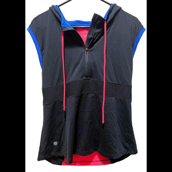 Athleta Colorblock‎ Hoodie Sun Top, Black SIZE S    #213476 - Picture 1 of 3